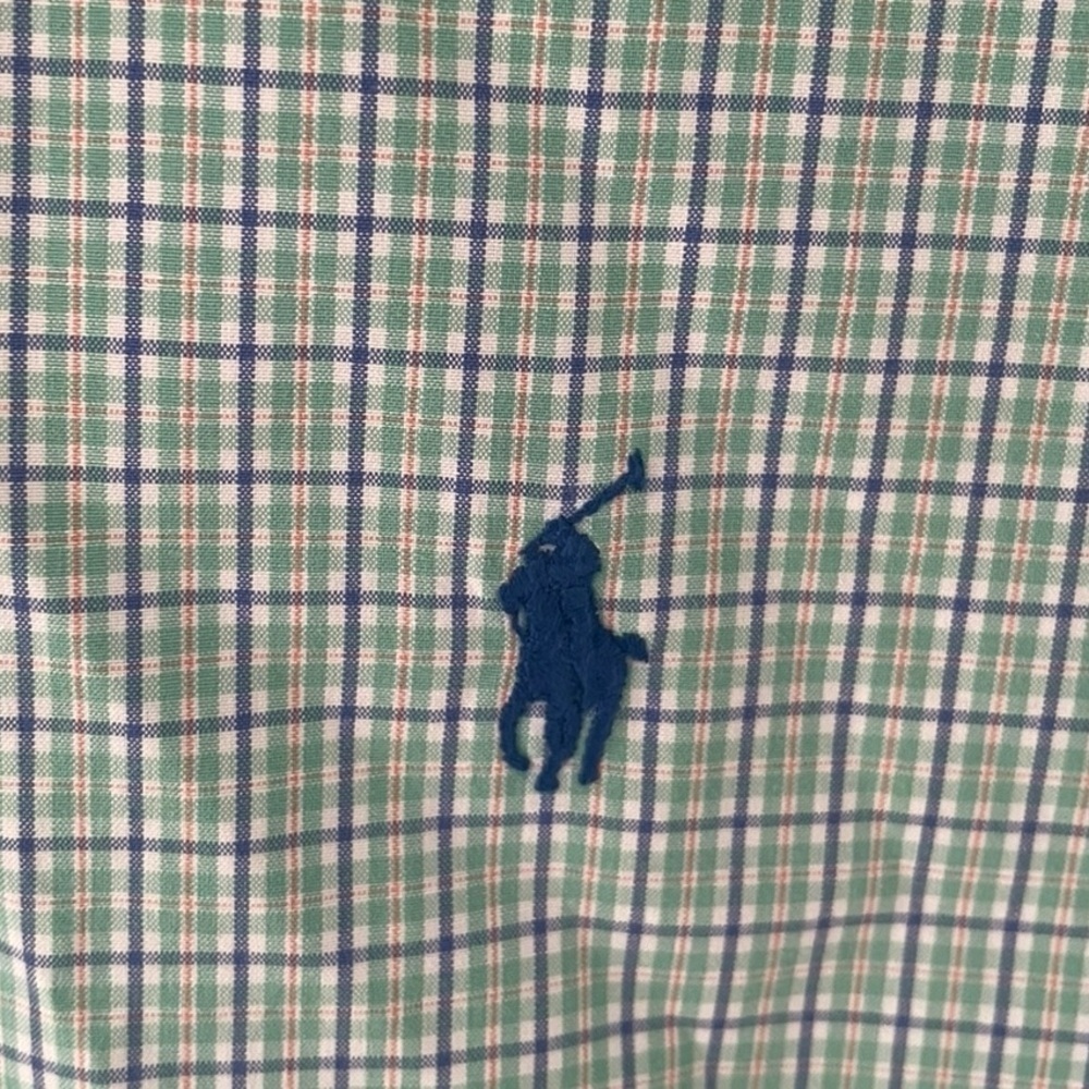 Ralph Lauren Men’s Shirt Size XL Green Blue Button Down Short Sleeve Logo Casual - Picture 3 of 6